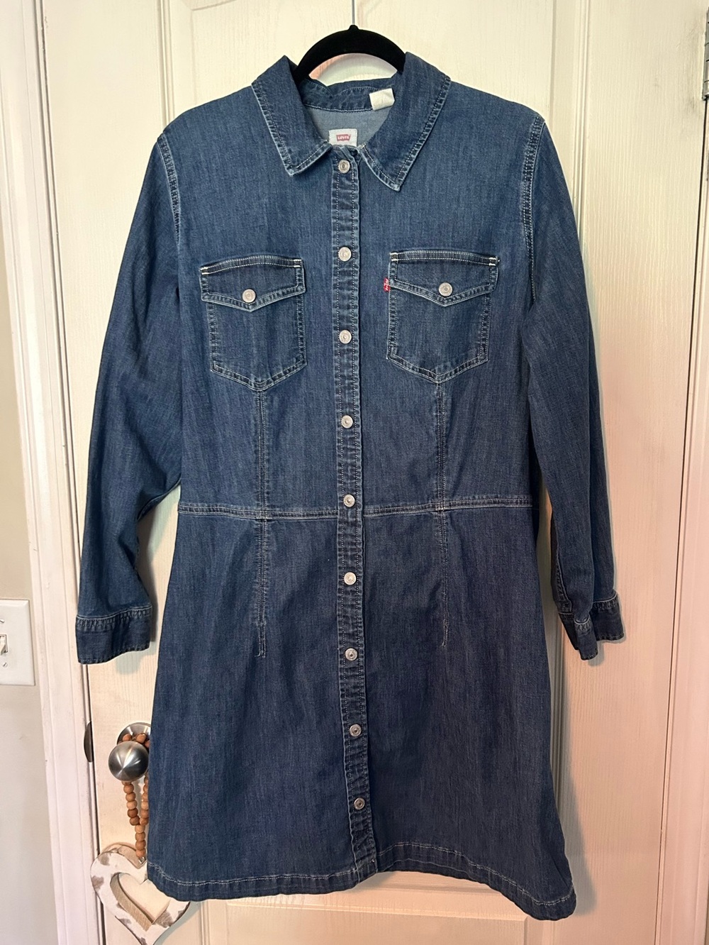Levi's Indigo Denim Button-Front Shirt Dress